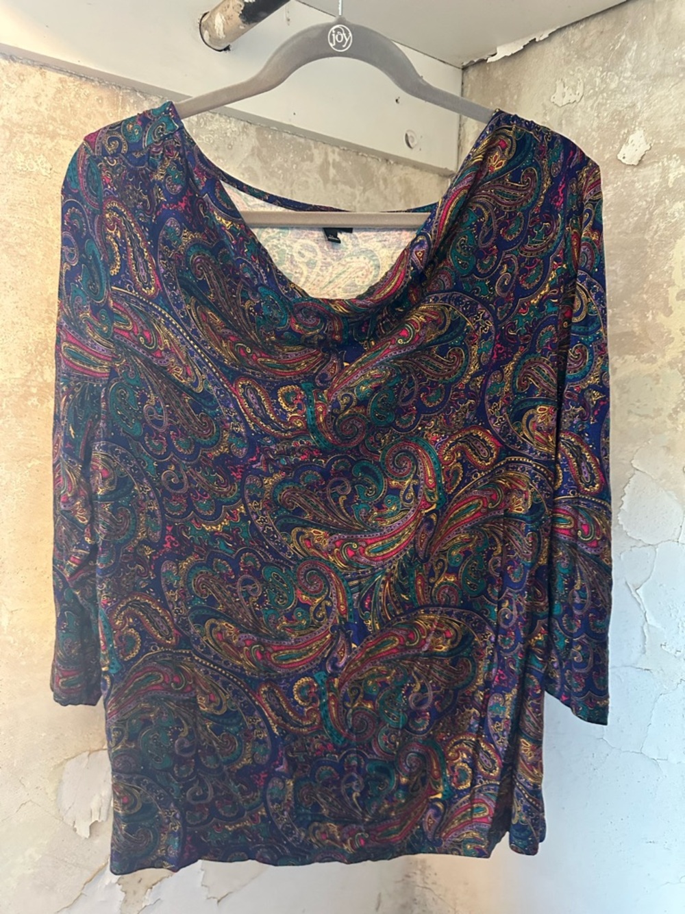 Talbots 1X Paisley Top Cowl Neck Soft Stretch Blouse Plus